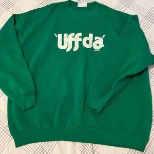 Vintage Green “Uff Da” sweatshirt✨2XL✨Cozy✨Classic Minnesota✨unisex/gender free